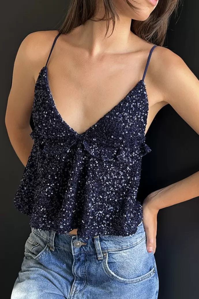 Subdued Top con rouches paillettes^Donna Top